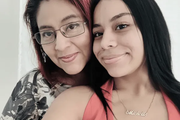 Esther Lopez with her daughter