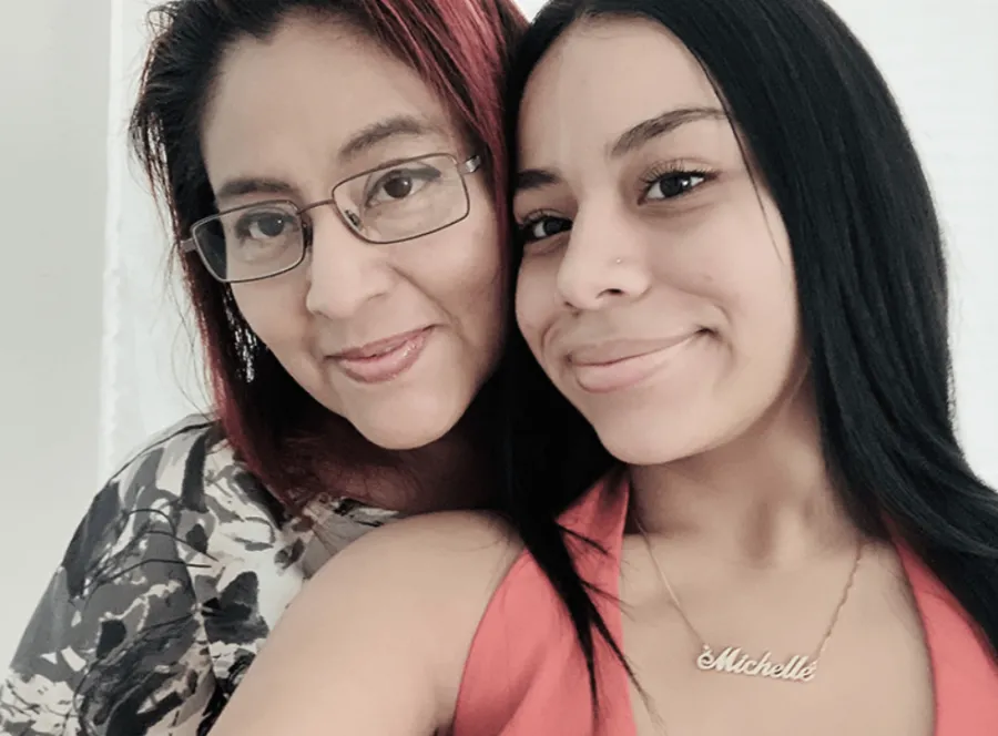 Esther Lopez with her daughter
